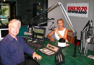 Frank Mottek in the KNX1070 studios with Sophie Gayot