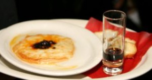 Cheese and smoky morita chile flamed with KAHLÚA Especial