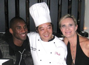 Kobe Bryant with chef Philippe Chow and Sophie Gayot