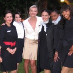 Some of the Air France staff from LAX: Bernadette Goeller, Perla Muniz, Ryma Tifrit, Farah Vega and Rannise Collar, with Sophie Gayot