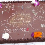 The birthday cake, made by Yvan Valentin, Ganache "fondante" made with dark and milk chocolate and a flaky hazelnut praline gianduja