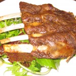 Lamb ribs with mint & hummus