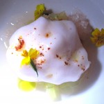 Intermezzo: cucumber, tomato & pineapple with Kirsch brandy, rhubarb mousse & grapefruit granité