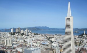 A view of San Francisco Bay from the Mandarin Oriental hotel
