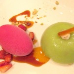 Valentino: Sicilian ricotta cassata with prickly pear sorbet