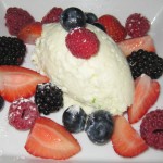 White chocolate and lime mousse with market berries
