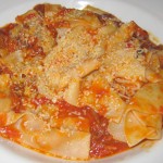 Fresh maltagliati with oxtail ragu and red cow parmesan