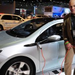 Alain Gayot getting a closer look at the Chevrolet Volt plug-in