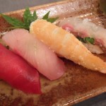 An array of colorful sushi from chef Nobu