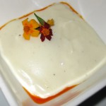 Poached egg with potato mousseline and chorizo condiment