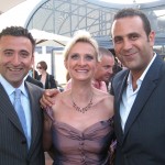 SBE president Arash Azarbarzin and SBE Founder & CEO Sam Nazarian with Sophie Gayot