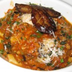 Gnocchi vongole with chorizo, oven dried tomatoes and clams