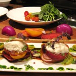 The salad being prepared in the kitchen