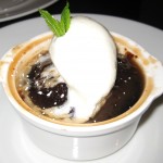 Sticky toffee pudding with milk ice cream and salted caramel