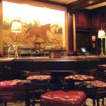 The clubby dark-wooded bar