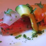King crab with avocado, papaya and heart of palm