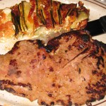 Calf liver with zucchini and tomato gratin