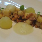 Butterscotch pot de creme with Cherry Creek Orchard apples and toasted walnuts