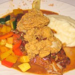 Bronzed grouper with oysters hot fanny sauce