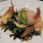 Olive oil poached lemonfish with Covey Rise baby fennel, salsify, parsnip and Meyer lemon vinaigrette