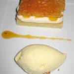 Spanish virgin with yogurt and olive oil pound cake, vanilla cream, orange confit and olive oil ice cream