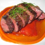 Beef hanger steak, piquillo pepper confit, natural jus