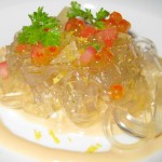 Lemon spaguettis, dashi, parmesan, quail egg