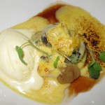 Marron glace with almond shortbread, lemon thyme ice cream and sabayon