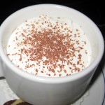 Chocolate coffee custard with crème chantilly and sablés cannelle cookie