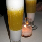 Le Noir: black sesame pudding with Grey Goose Le Orange and passion fruit-coconut foam