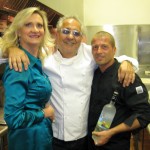 Sophie Gayot with chef/owner Larry Nicola and Grey Goose Vodka US Ambassador Guillaume Jubien