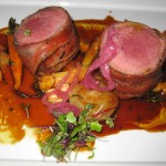 Pancetta-wrapped veal loin with sweetbreads