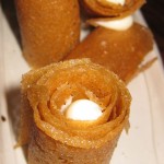 Brown sugar wafers with jasmine-scented white chocolate