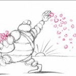 Michelin spreading its stars over Japan (drawing by Jean-Pierre Desclozeaux, as published in the book "Rouge de Honte")