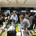 Customers testing out new products at the Sony store