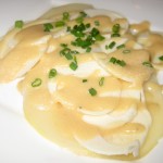 Fresh hearts of palm with mustard truffle oil dressing