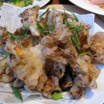 Maitake mushroom tempura with yuzu salt and green onion mousseline