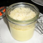 Mousse au citron: lemon mousse with blood orange granite