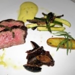 New York strip with haricots verts, caramelized shallots, olive oil mashed potatoes and chives