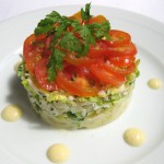 Emiettée de tourteau, salade de pommes de terre tièdes en vinaigrette