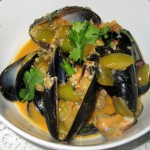 Baja mussels: chipotle, tomatillo, cilantro and Tequila