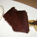 Chocolate terrine: summer fruit garnish and fresh cream