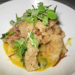 Ceviche crocante: halibut, leche de tigre and crispy calamari