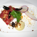 Lamb belly with cured olive