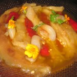 Escalivada catalana: open fire-roasted red peppers, eggplant and sweet onions with Sherry dressing