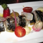Spanish mackerel: lentil puree with garlic aioli