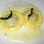 Spinach and buffalo ricotta ravioli: butter sage sauce