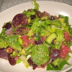 Sashimi Tuna with avocado, cucumber, edamame and ginger
