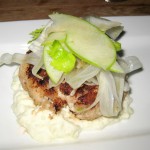 Crab cake with celery-apple remoulade, salad of celery and apple
