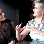 Carrie McCully with Sophie Gayot during the interview at Wilshire restaurant in Los Angeles